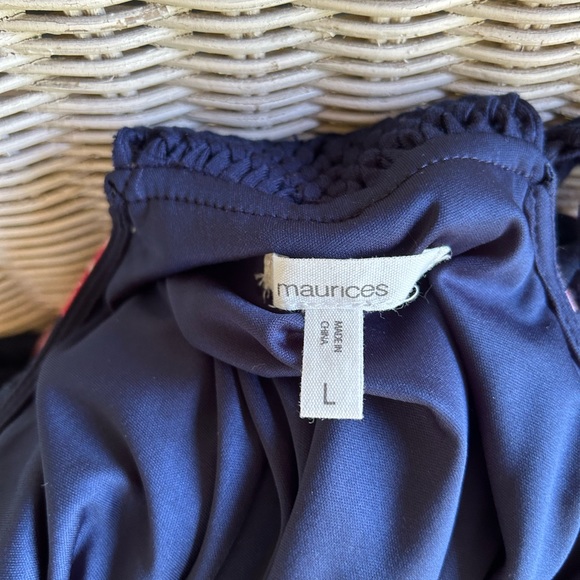 Maurice’s sundress floral maxi side slits.crochet back side strap. Sz L - Picture 4 of 6